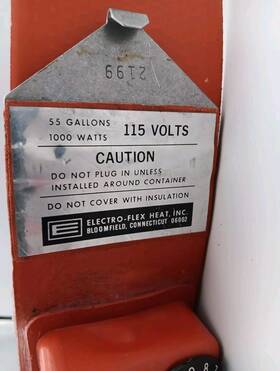 1952929 Electro-flex Heat Drum Heater 115volt 55 Gallon 1000 Watts With Thermostat