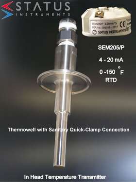 Sem205 Status Instruments Ltd Sem205/p 4 To 20 Ma O/p In Head Temperature Transmitter 316l