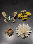 Rhinestone Ladybug Butterfly White Daisy Bees Brooch Pin Lot Ca Usa P2-159-3. Fixed Price $16.99.