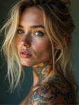 Photo 15 20 Blonde Woman Blue Eyes Tattoo Pin-up Modern Digital Print. Fixed Price $9.35.