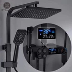 Black Thermostatic Lcd Shower Faucet Set Temperature Display Rainfall Bathtub. Fixed Price $287.13.