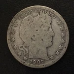 1907-P Barber Quarter Silver U.s. Coin A5072. Fixed Price $27.77.