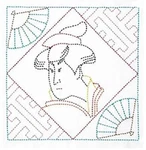 Sashiko Pre-printed Sampler-washout Stitching Lines-ukiyo-e Beauty # 1084-WHITE. Fixed Price $8.00.